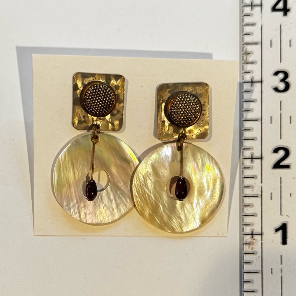 Gold and Cream Dangle Earrings